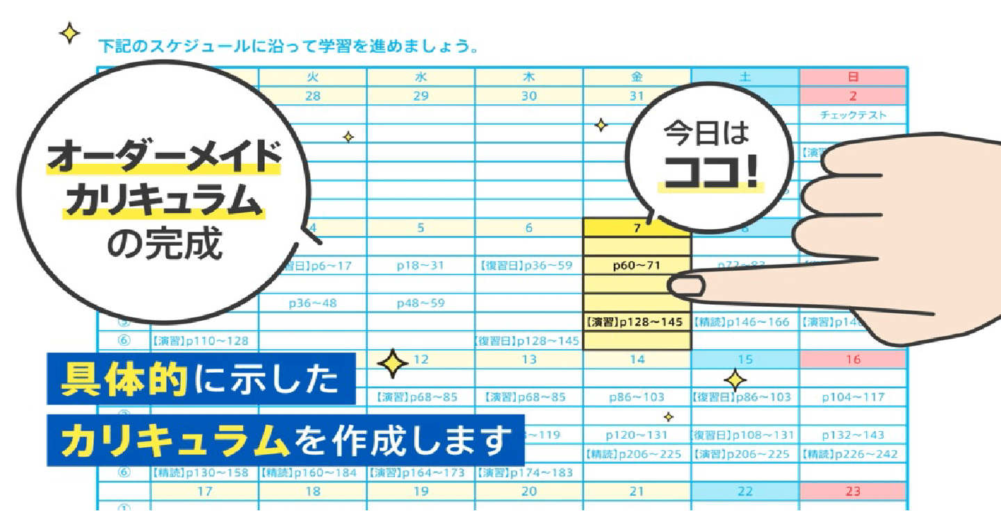 自分専用の学習計画表が手に入る