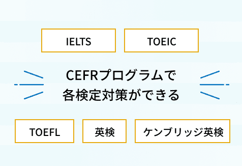 IELTS、TOEIC、TOEFL、英検、ケンブリッジ英検の検定対策ができる